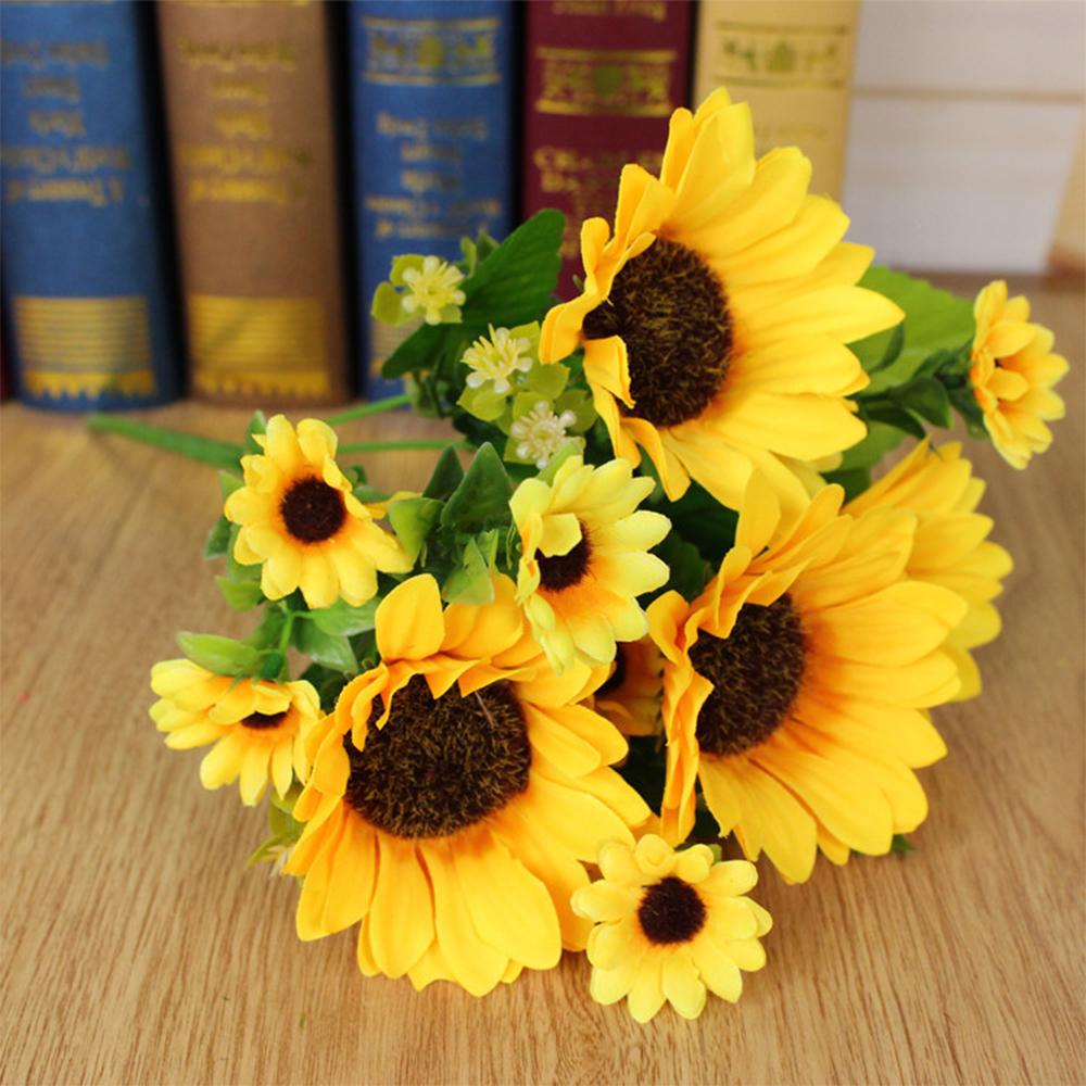 High Quality Artificial Sunflower Silk Beautiful Bouquet Wedding Party Holiday Decoration Artificial Sunflower Simulation