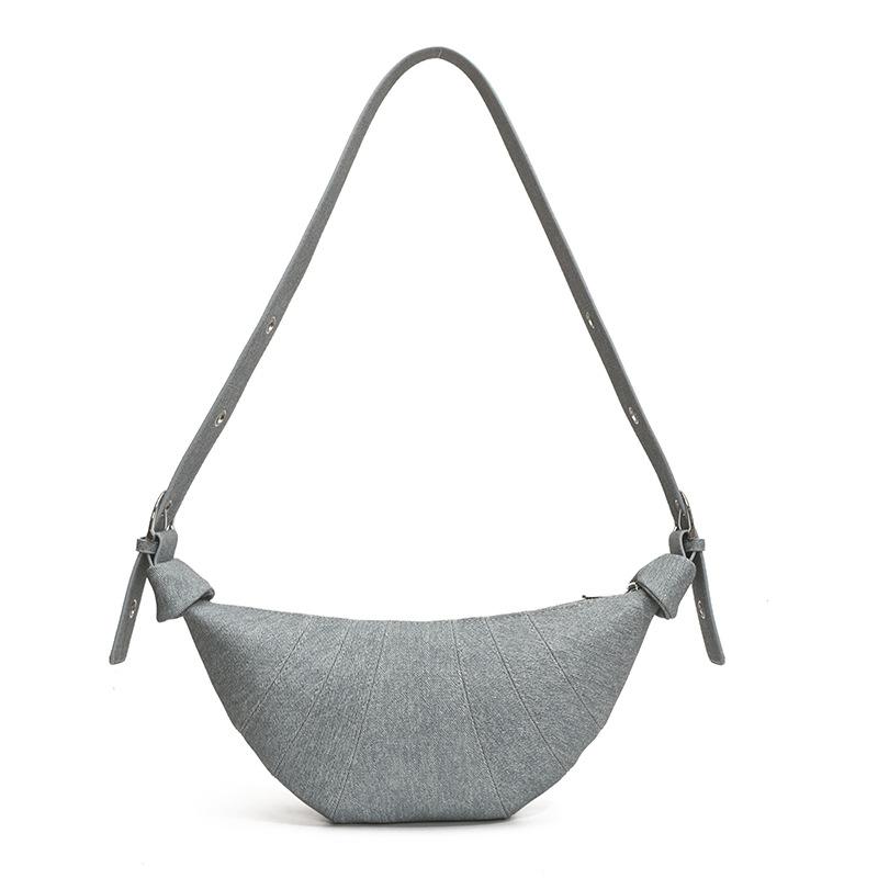 Retro washed denim versatile croissant bag new bag women's large-capacity shoulder messenger bag