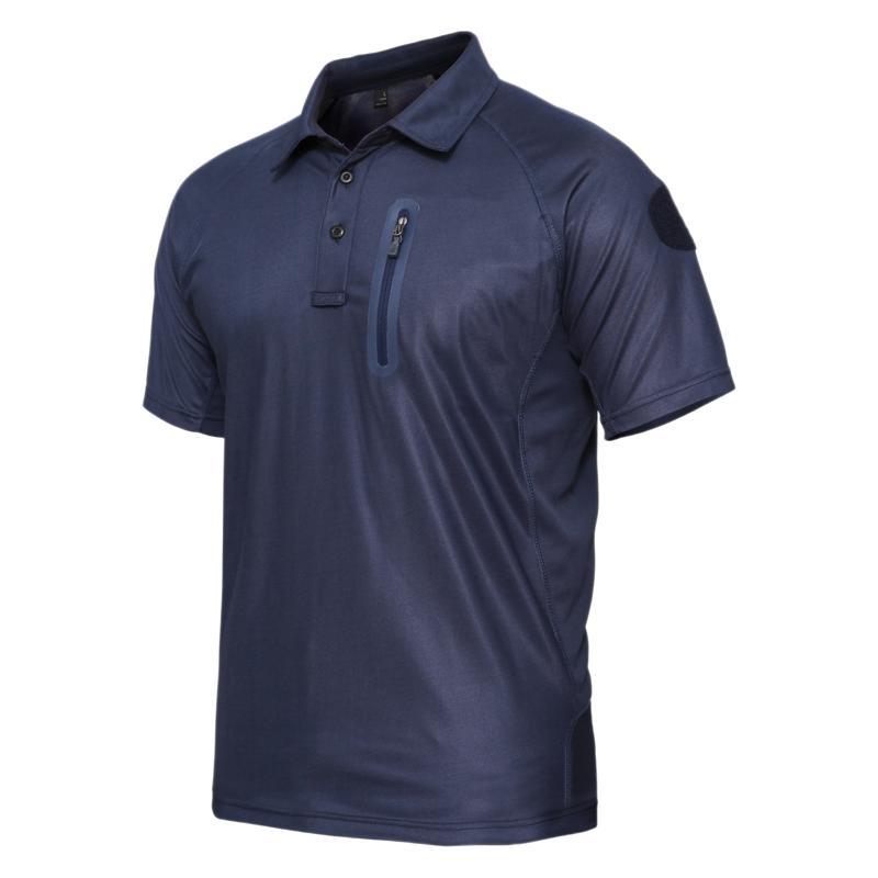 Men's Tactical T-Shirts Quick Dry Breathable Lightweight Short Sleeve with Zip Pocket Outdoor Hiking Casual Sports Tops