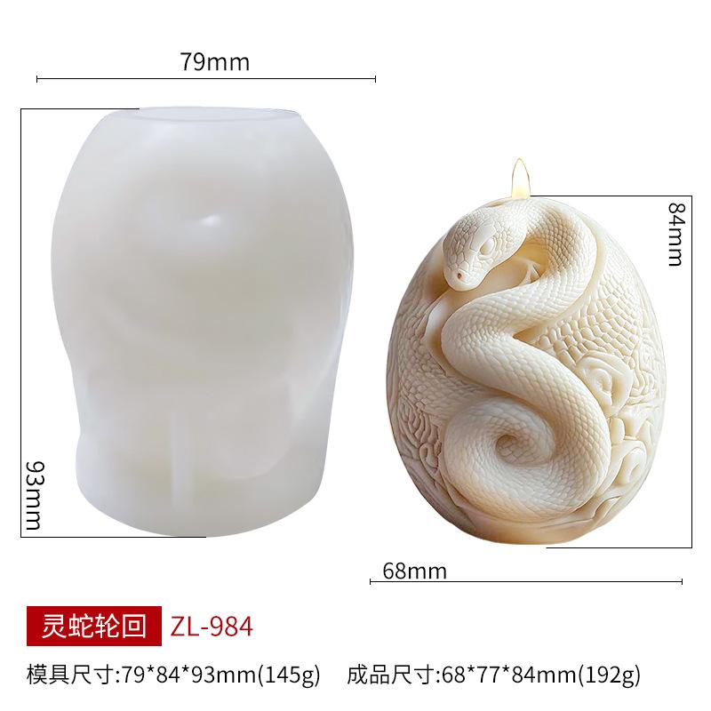 DIY Snake shaped Rose Long Rod Cylindrical Candle Mold Handmade New Pattern Relief Cement Gypsum Mold Used for Home Decoration