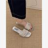 Fashion Word with Slippers Women's Summer Wear Lazy 2025 New High-end Versatile Fine Flash Low-heeled Open-toed Sandals