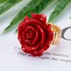 Jewelry Wedding Party Fashion Flower Floral Resin Rose Ring Statement Carved