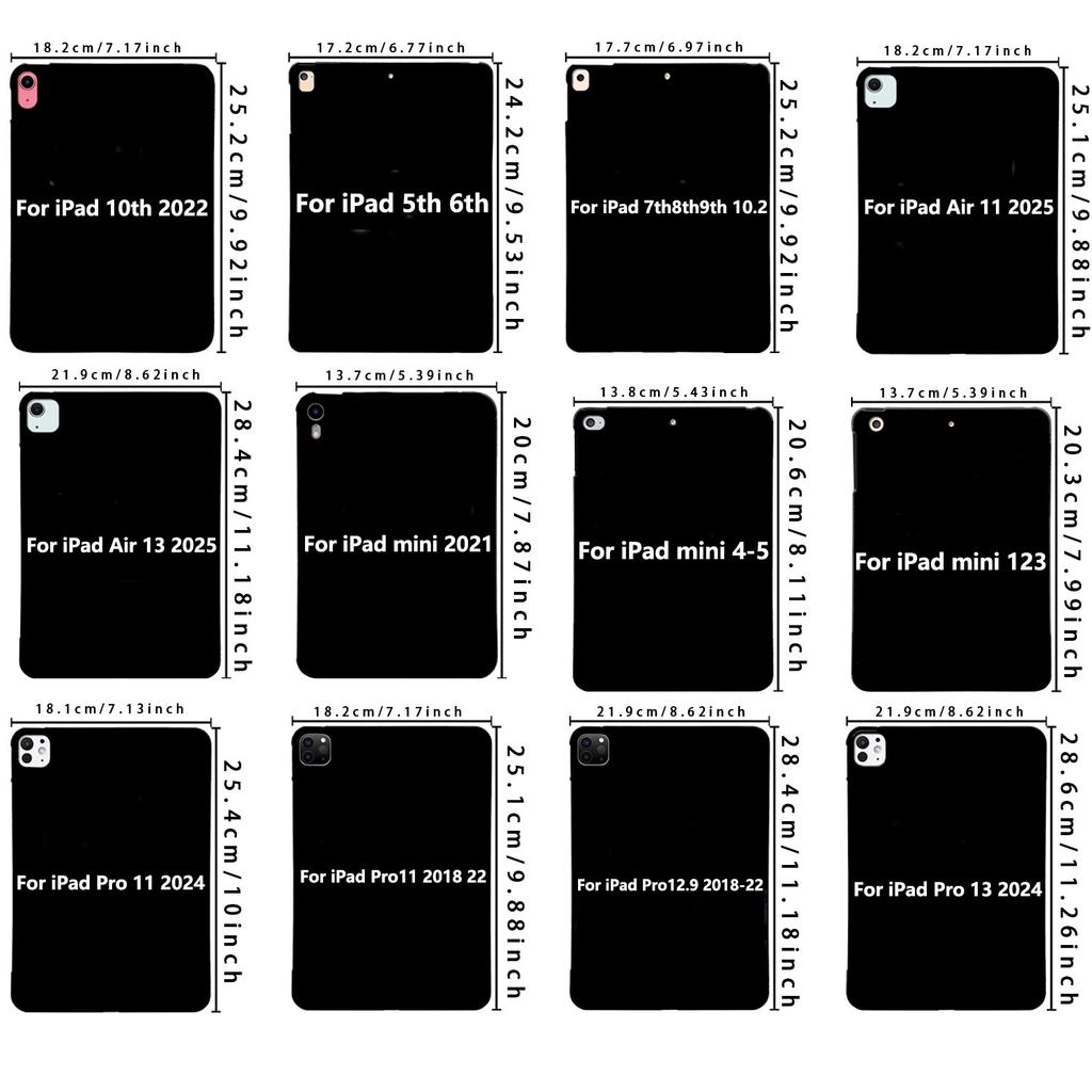 Silicone Tablet Case for iPad Air 12 13 iPad 6th 7th 8th 9th Gen Case iPad 11th 2025 Pro 11 2025 Case TPU Black Shell Back Cover