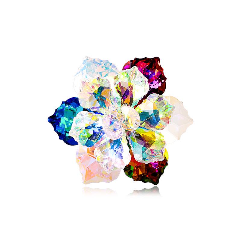 Hand-Woven Multi-Faceted Color-Changing Snowflake Flower Brooch for Suits - Unisex