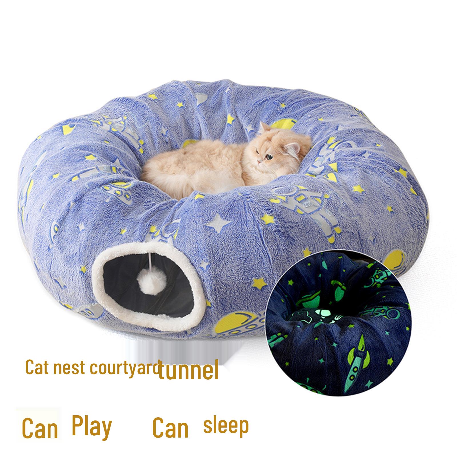

ZOOZEE Cat Tunnel Bed: Cozy Burrowing & Play Space for Cats Blue