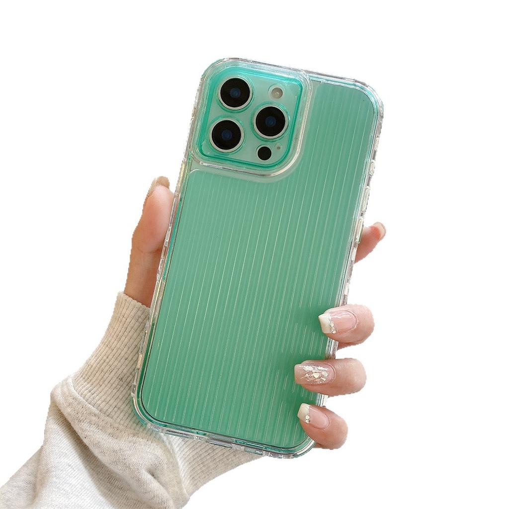 Dreidimensionale gestreifte transparente Handyhülle kann stehen Imd Zwei-in-eins Handyhülle Abnehmbar für Apple Hülle Nische High-End