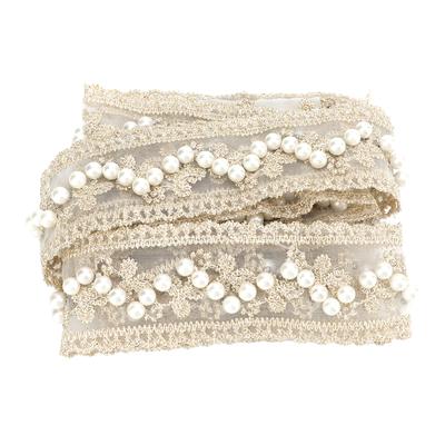 Lace Ribbon 2 Yards Elegant Pearl Style Clear Pattern Beige DIY Making Soft Skin Friendly Sewing