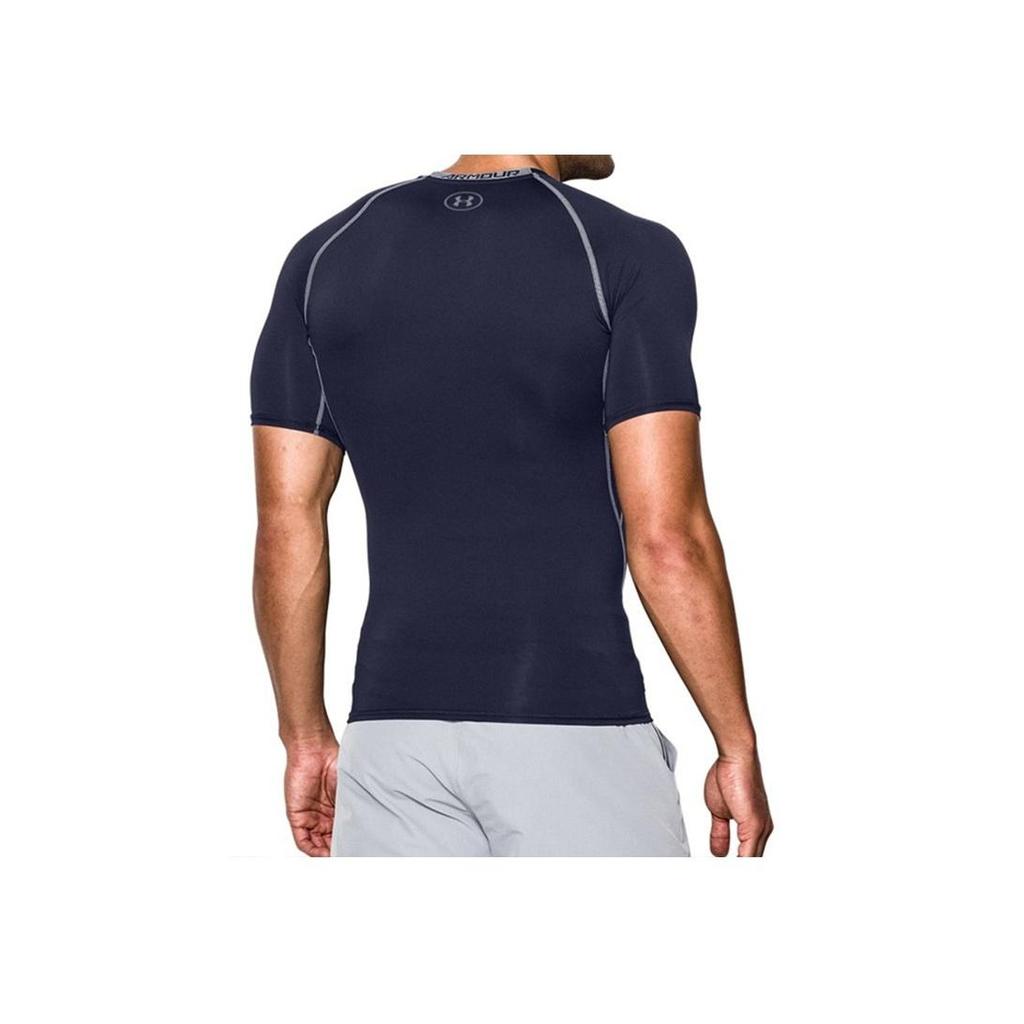 Under Armour HeatGear Armour Korte Mouw Compressie Shirt Heren Middernachtblauw 1257468-410