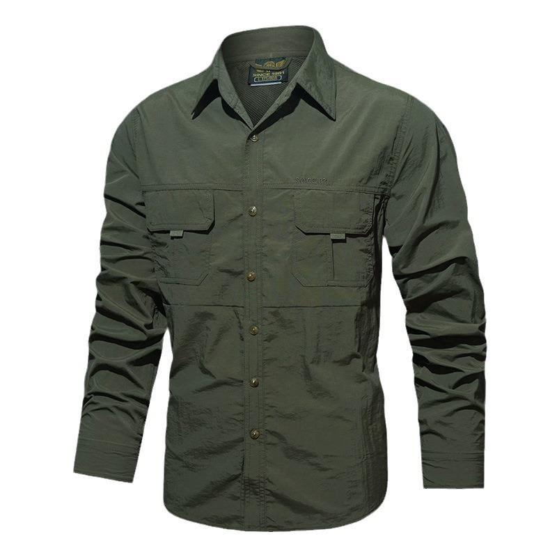 Autumn and Winter New Outdoor Long-sleeved Tactical Shirt Men's Thin Breathable Multi-pocket Quick-drying Shirt Lapel Mountaineering Men's Clothing