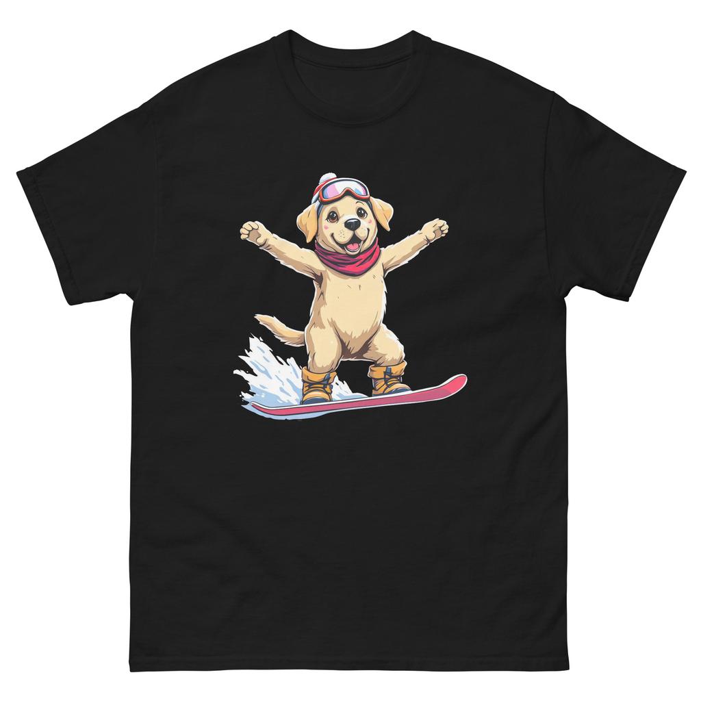 Golden Retriever Dog Snowboarding Fun Snowboard Design T-Shirt