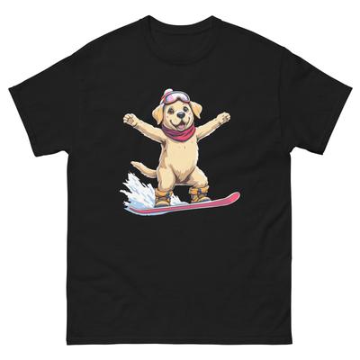 Golden Retriever Dog Snowboarding Fun Snowboard Design T-Shirt