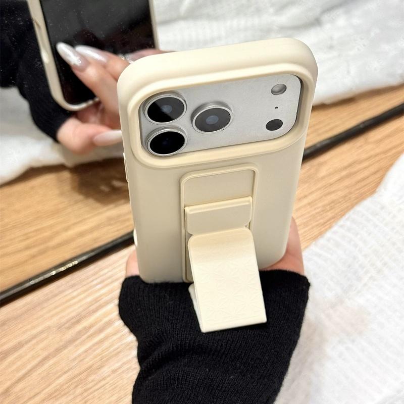 Original Liquid Bracket Folding Candy Case For iPhone 17 Air 16 15 14 Plus 13 12 11 Pro Max Plain Color Shockproof Smooth Cover