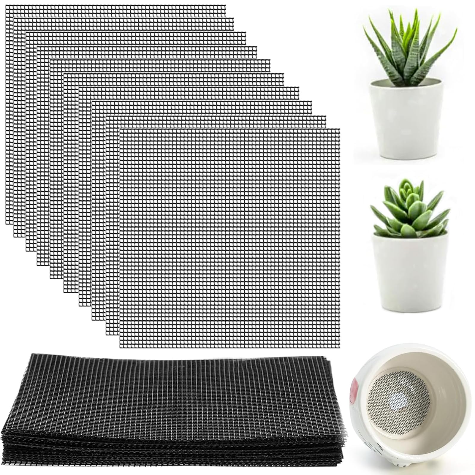 

Pot Bottom 10cm x Plant Pot Bottom Corrosion Insect Breathable Succulent Plant Pot Gardening Use 50-Pack Nets, 10cm, Netting, Prevention, Repellent,
