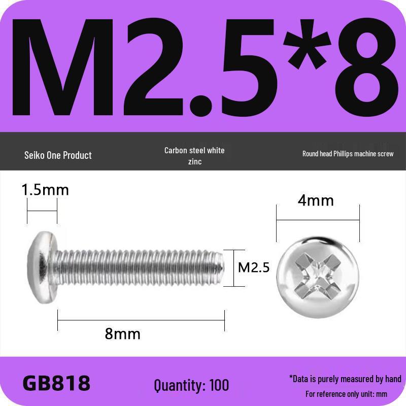 4.8 Grade Galvanized Phillips Round Head Screw (M2-M8)