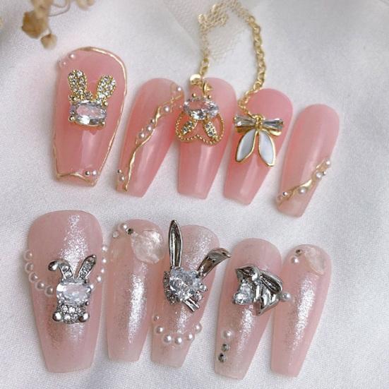 2Pcs Nail Sparkling Decor Non-falling Shining Three-dimensional Art Dazzling DIY New Year Nail Art Bunny