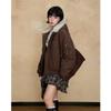 Women's Winter Warm Fur Collar Hooded Quilted Padded Jacket Brown Loose Causal Short Style Cotton-padded Coat