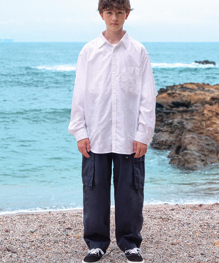 MIDNIGHT12AM Wide Tapered Cargo Pants - Navy