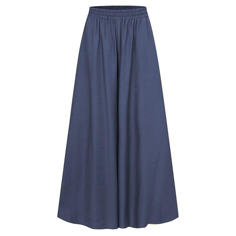 Summer Ladies Loose Large Size Elastic Waist Wide-leg Pants Big Swing Beach Casual Pants