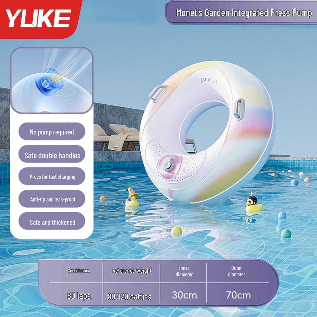 Enhanced Anti-Rollover Swim Ring for Adults & Kids, Unisex Lifebuoy, Inflatable Underarm Ring, Portable Swim Gear