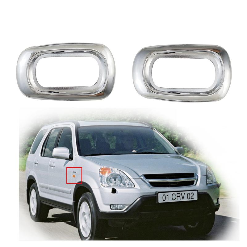 2pc New Car ABS Chrome Accessories Plated Door Side Lamp Cover Trim Paste Style For Honda CRV CR-V 2001 2002 2003 2004 2005 2006