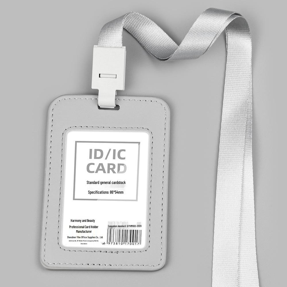 

Custom PU Leather ID Card Holder Lanyard for Employee and Student Name Badges