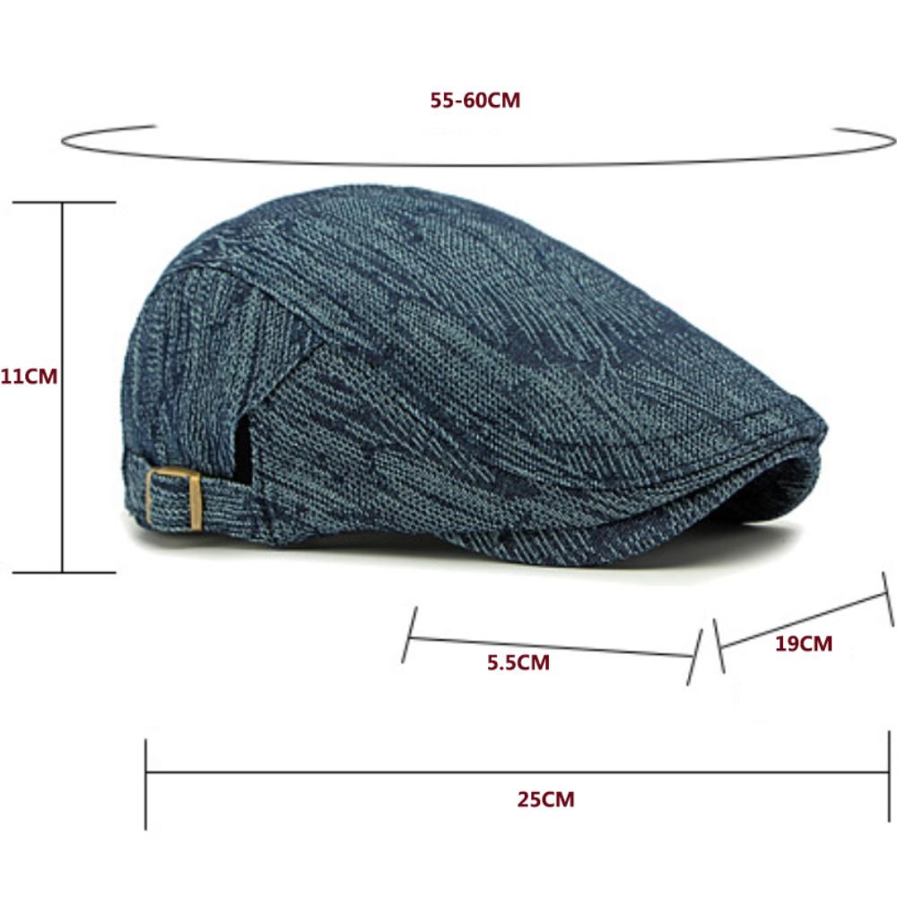HT4773 Mens Beret Women Spring Summer Sun Cap Male Female Denim Beret Cap Retro Artist Painter Beret Hat Adjustable Ivy Flat Cap