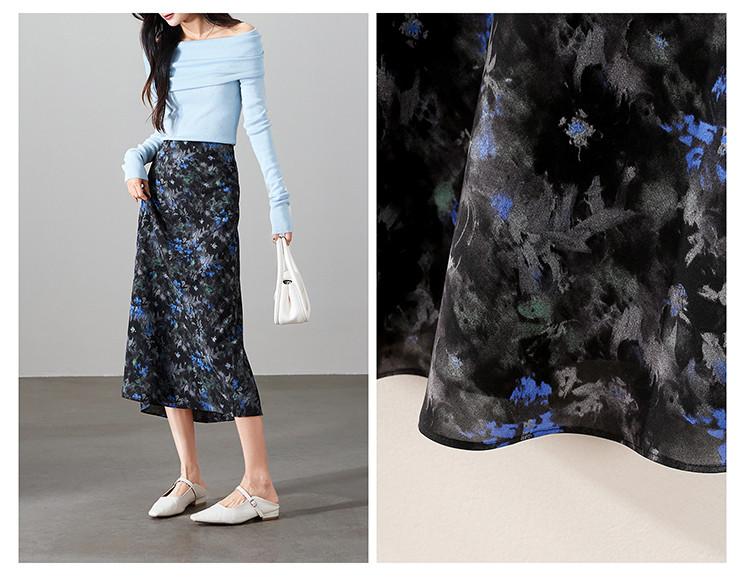 High Waisted Printed Fishtail Skirt 2026 Spring Fashion Temperament Versatile Mid Length Skirt