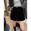 2025 Gold Velvet High Waist A-line Bootcut Shorts for Petite Sizes