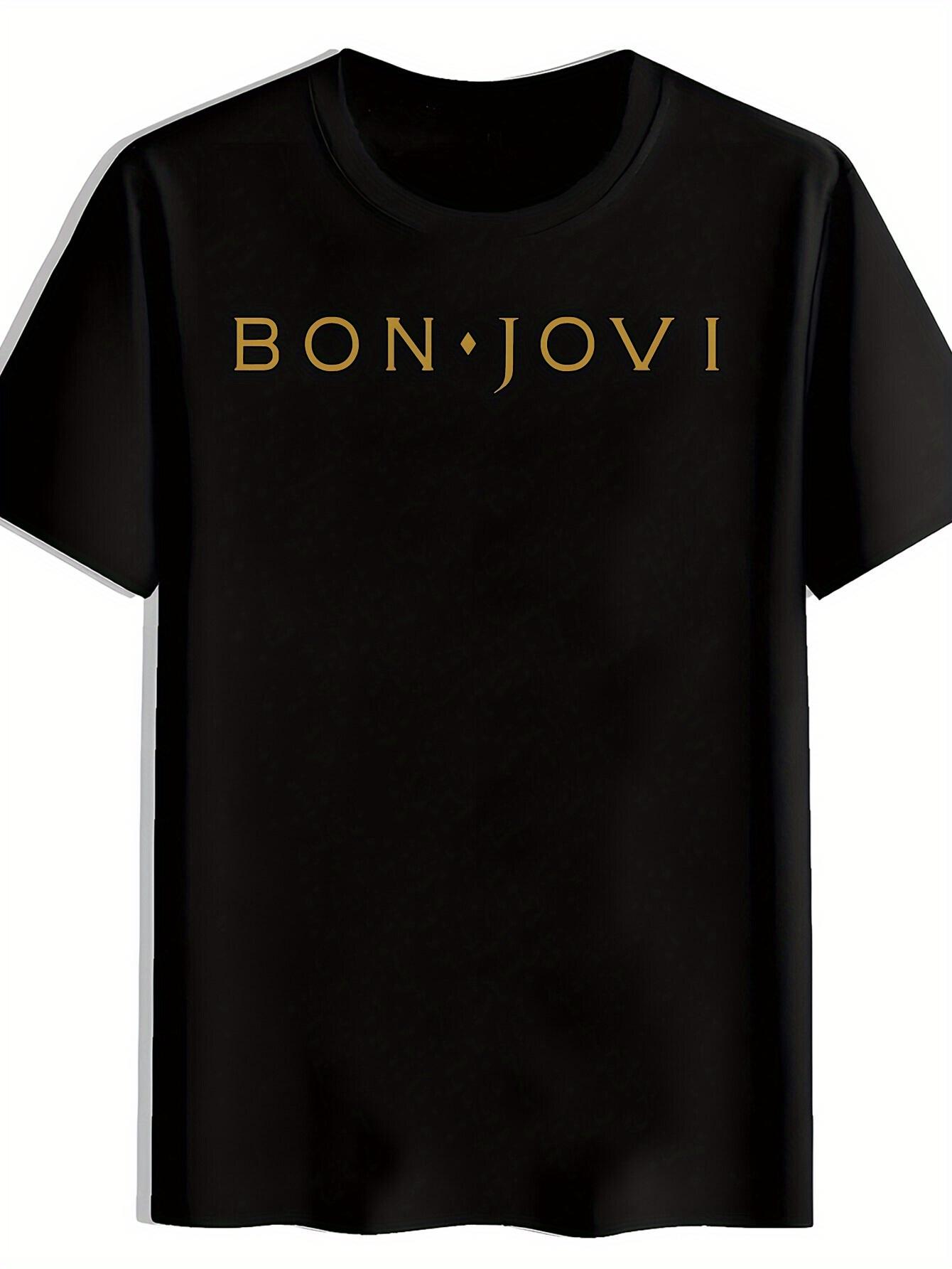 Black Bon Jovi Graphic T-shirt - Vintage Rock Band Design S
