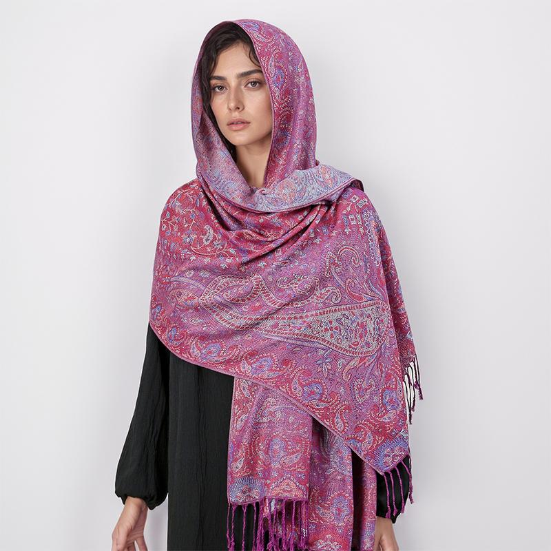 Winter Women Bufanda Jacquard Scarf  Printed Coquette Fashion Silky Long Shawl Ethnic Fringed Travel Scarves