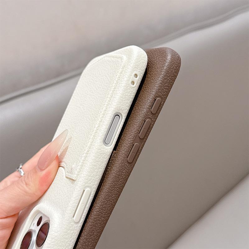 Luxurious Apple Peel Texture Card Holder Case for iPhone 16 Pro Max