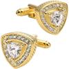 JiaWei Zircônia Transparente em Forma de Triângulo Ouro Cristal Cufflinks Elegantes para Casamento Festa Eventos de Negócios ZCF