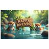 Colorful Happy Birthday Banner Vibrant Jungle Otter Celebration Decoration Lightweight Jungle Backdrop for Birthday Celebration