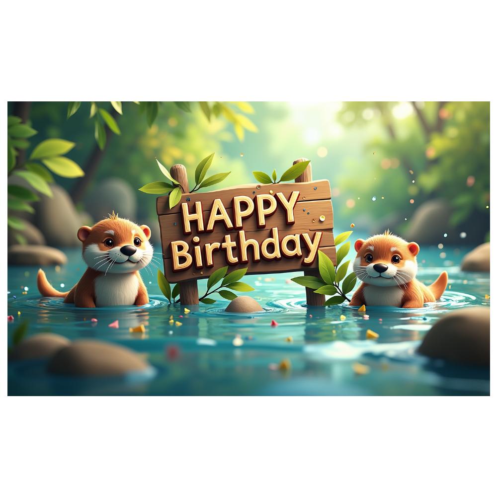 Colorful Happy Birthday Banner Vibrant Jungle Otter Celebration Decoration Lightweight Jungle Backdrop for Birthday Celebration