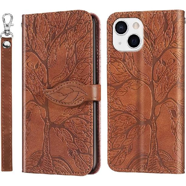 Compatible with iPhone 15 Wallet Case Women Leather Flip with Wrist Strap Kickstand Magnetic with Card Holder Adjustable Stand Protective Case for iPhone 15 Plus