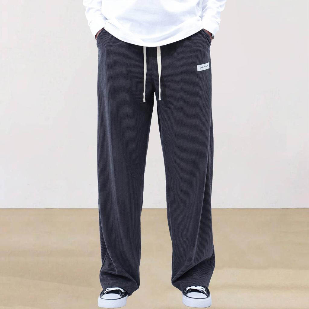 Herbst Neue Herren Casual Cord Lässige Passform Kordelzug Hose Einfarbig Mode Streetwear Herrenhose