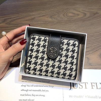 2025 Ladies Genuine Leather Houndstooth Accordion Folding Wallet