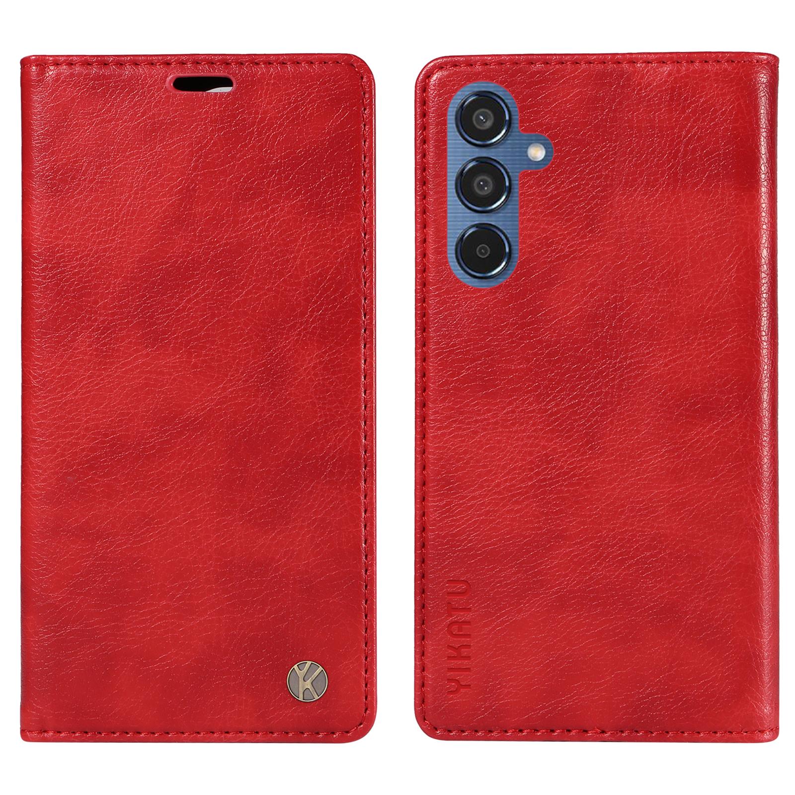 

YIKATU YK-006 For Samsung Galaxy M35 5G Case Litchi Grain Leather Wallet Phone Cover Red