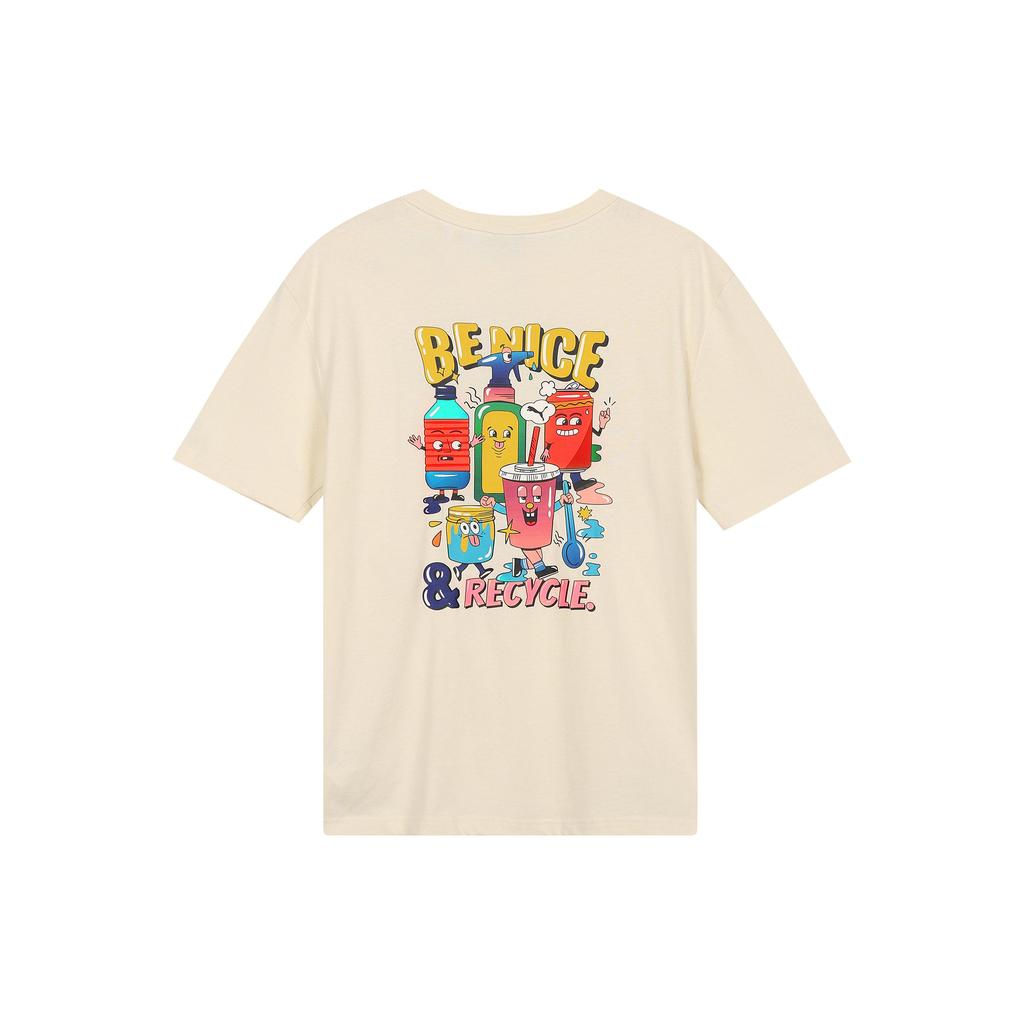 Puma Cartoon Print Round Neck Short Sleeve T-Shirt Men Tops Beige 531335-75