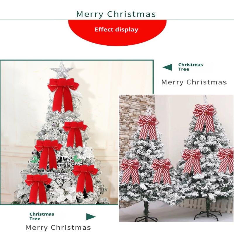 Red Christmas Ribbon Bows Hanging Decorations Bowknot Gift Christmas Tree Ornaments Xmas Party Decor  Year