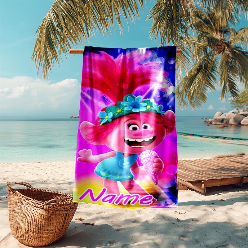 Personalized customized proof beach towel with Trolls pattern - soft, absorbent,quick-drying,perfect swimming,camping&bathing