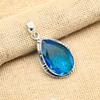 Awesome Blue Topaz Gemstone Handmade 925 Solis Sterling Silver Jewelry Pendant For Women