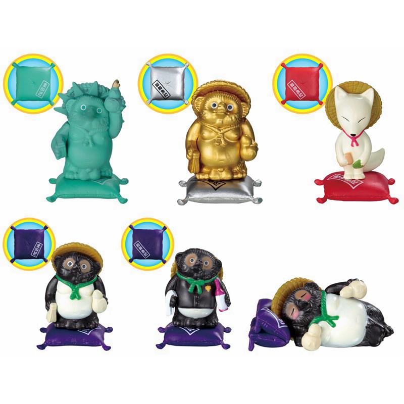 BANDAI Oeuf en Capsule Kansai Mignon et Style Japonais Formes Changeantes Statue Tanuki Statue de la Liberté et Renard Raton Laveur