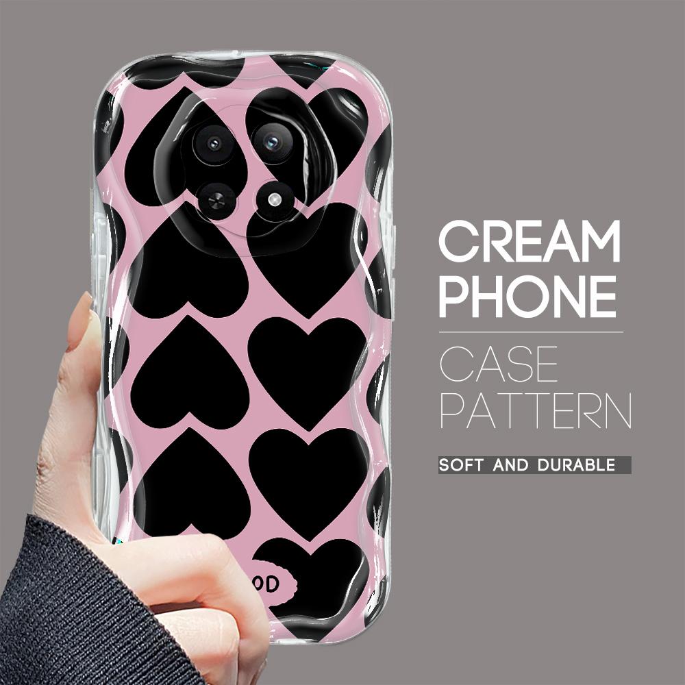 Cartoon Pattern Cream Texture Casing Wavy Edge Soft Silicone Cover Phone Case for OPPO Reno Realme OnePlus Vivo