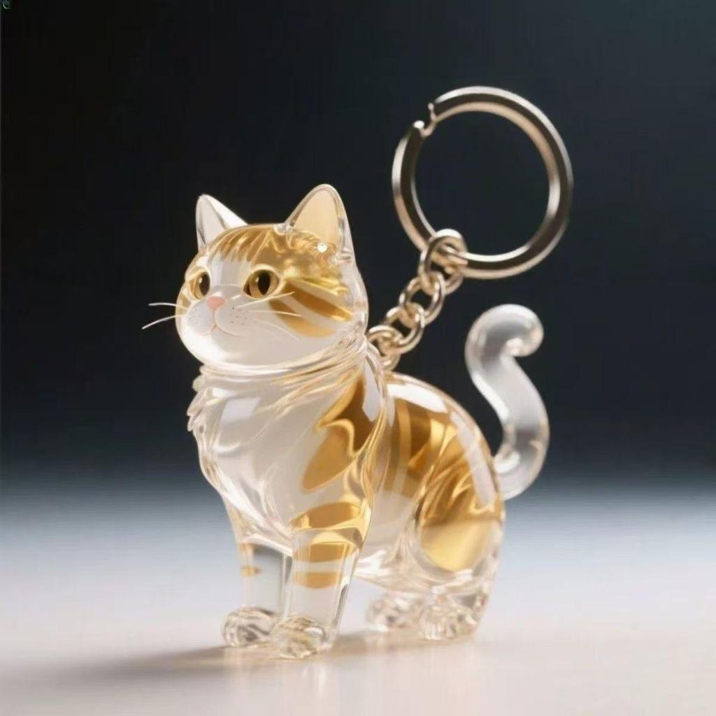 Cute Cat & Dog Fur Keychain Pendant - Creative Transparent Souvenir Gift