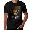 Mucca delle Highlands Scozzesi Beve Whiskey T-Shirt Streetwear Stampa T-Shirt