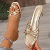 Fashion 2025 New Cross-Tied Flat Shoes Female Ladies' Slippers Low Narrow Band PU Slides Buckle Strap Rubber Low Cross-Tied Shoes Woman