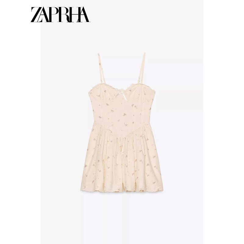 Zaprha 2025 New Arrival Print Poplin Corset Silm Sling Dress Slim Looking 5107312
