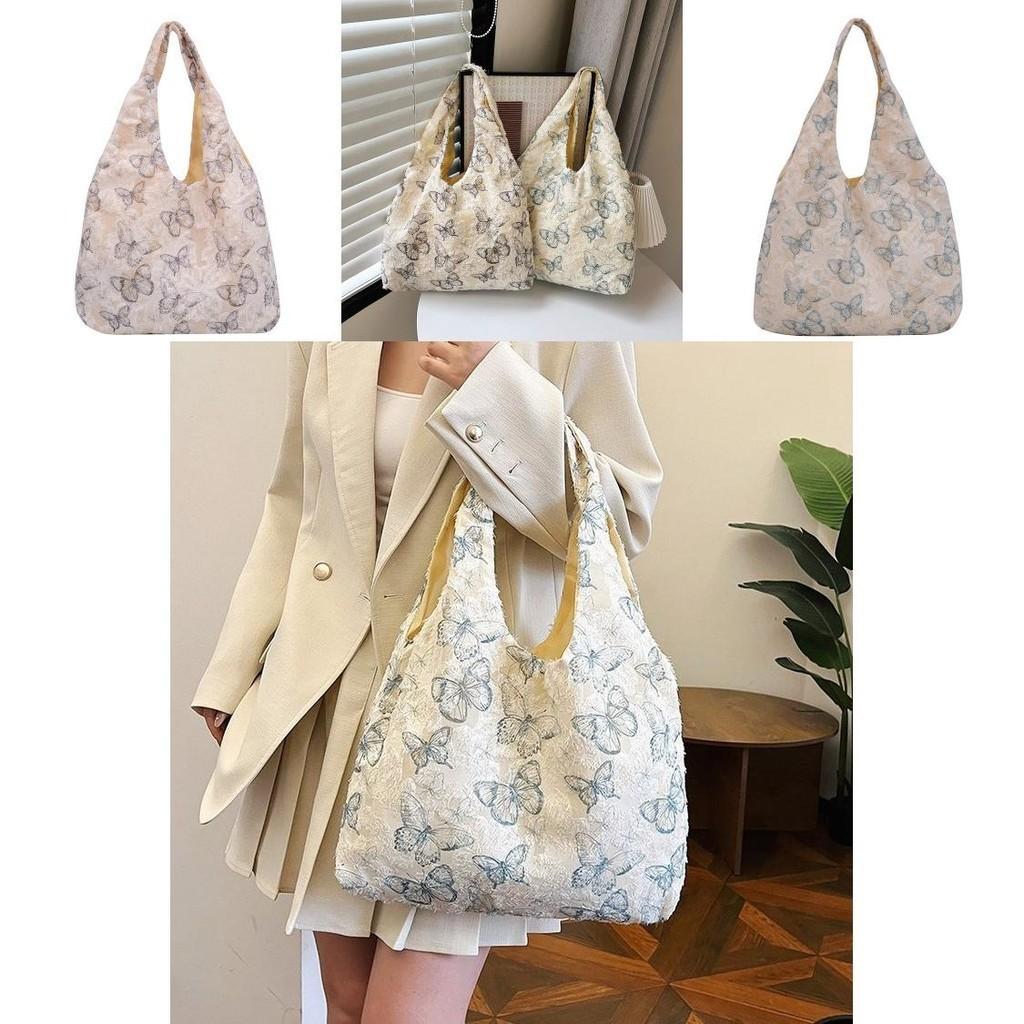 Stylish Korean Lace Butterfly Large Capacity Canvas Tote Bag For Women Ideal For Travel