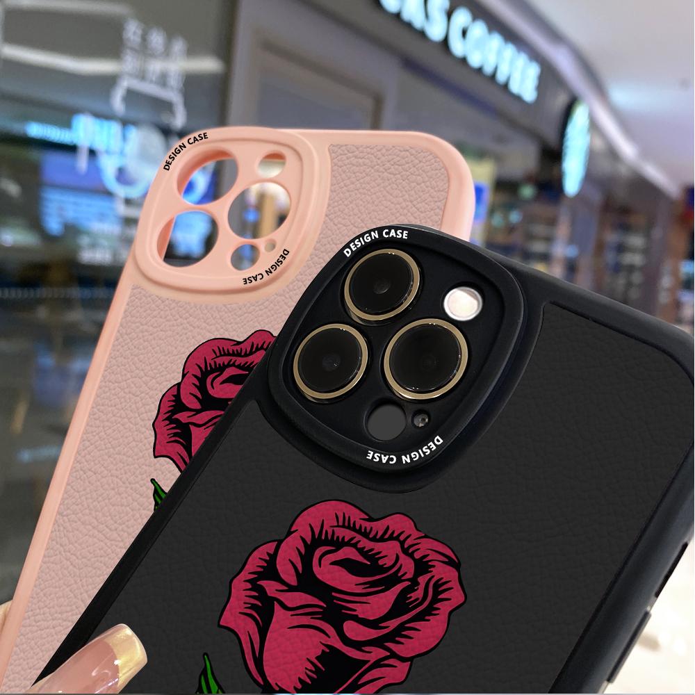 Slim Skin Feeling Cartoon Flowers Tulipany Miękkie silikonowe etui ze skóry PU na telefon Samsung Xiaomi Poco Redmi